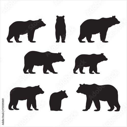 A black silhouette bear set
