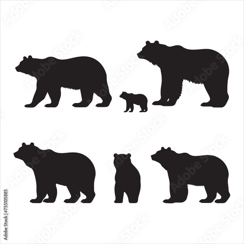 A black silhouette bear set
