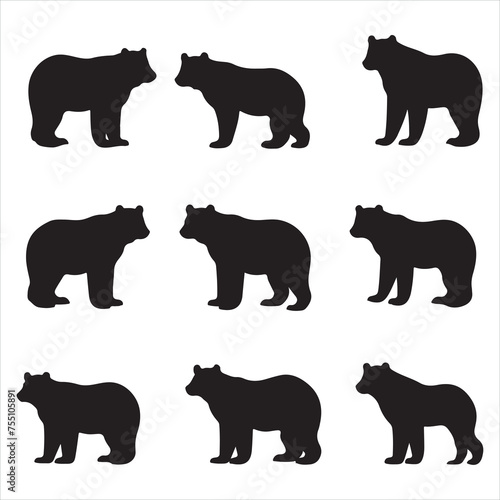 A black silhouette bear set
