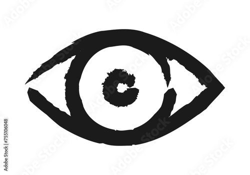 Icono de trazo de pincel negro de un ojo. 