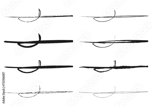 Hoja de iconos de firma hecha de trazado negro de pincel.