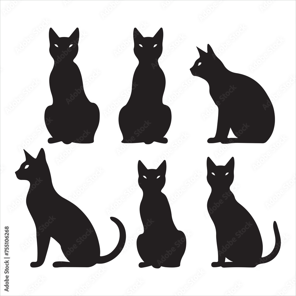 A black silhouette cat set A black silhouette cat set