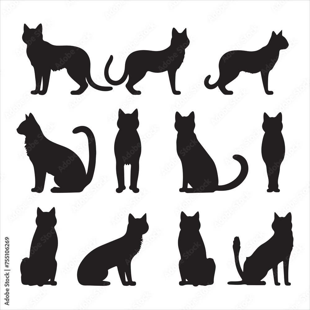 A black silhouette cat set A black silhouette cat set