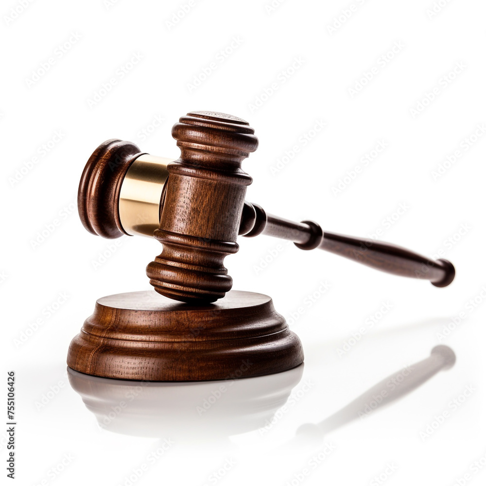 court gavel white background, professional photo сreated with Generative Ai