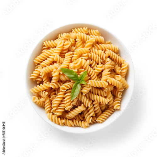 Fusilli pasta, white background, professional photo сreated with Generative Ai