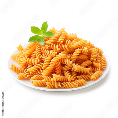 Fusilli pasta, white background, professional photo сreated with Generative Ai