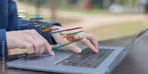 Businessman plans and manages weekly schedule on laptop, Manager changes schedule, Customer requests change of appointment time, Update work schedule, Copy space