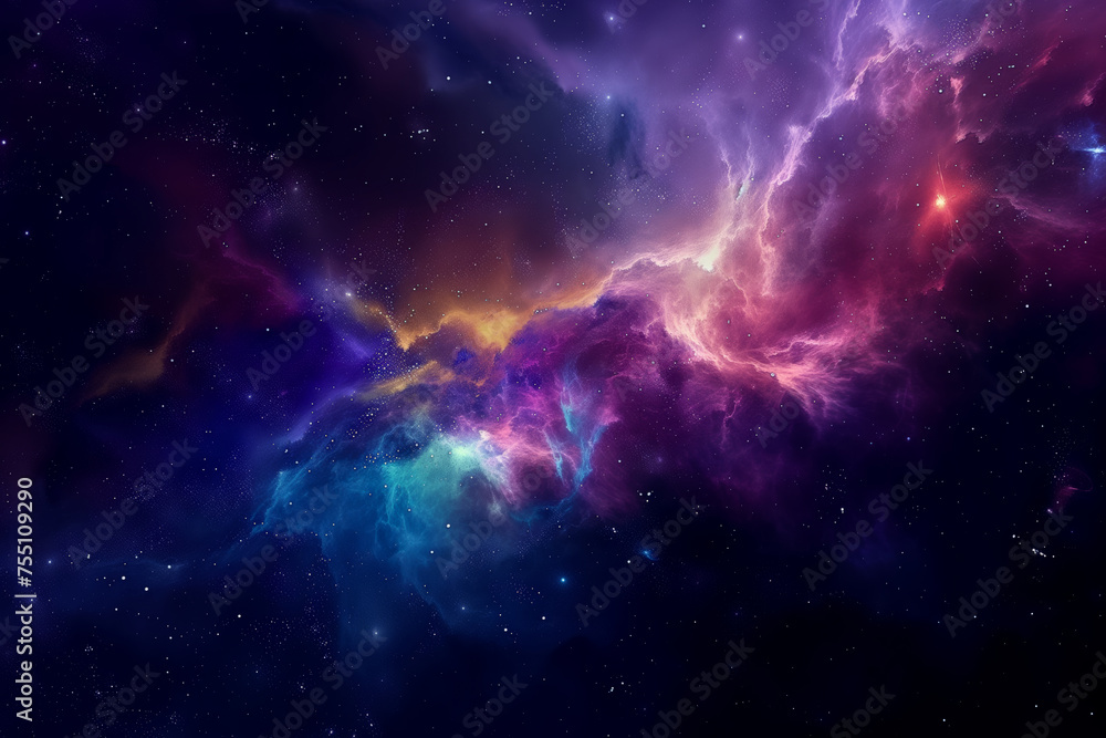 Fototapeta premium Nebula and galaxies in space. Abstract cosmos background