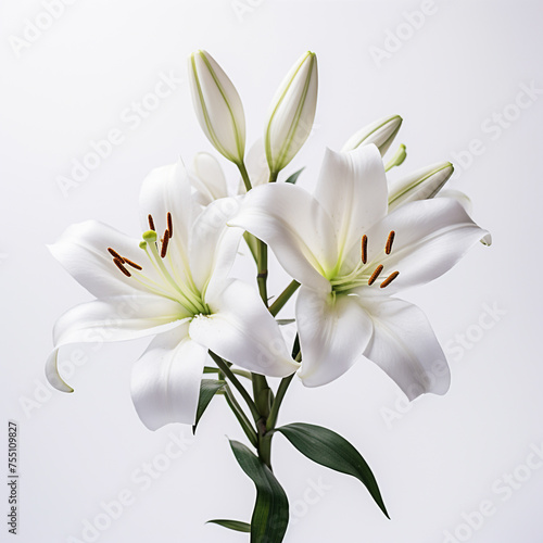 Lily, white background, professional photo сreated with Generative Ai