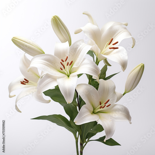 Lily  white background  professional photo   reated with Generative Ai