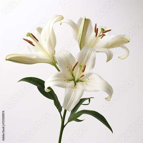 Lily, white background, professional photo сreated with Generative Ai