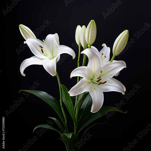 Lily  white background  professional photo   reated with Generative Ai