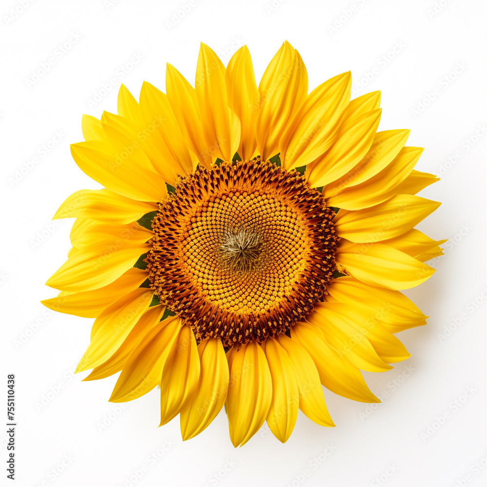 Fototapeta premium Sunflower, white background, professional photo сreated with Generative Ai