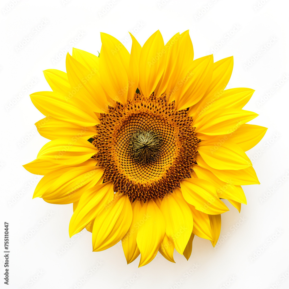 Fototapeta premium Sunflower, white background, professional photo сreated with Generative Ai