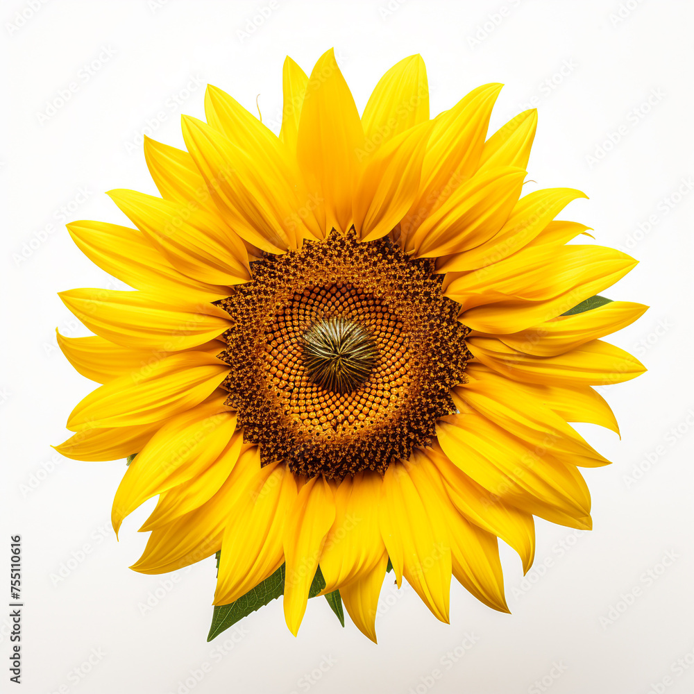 Fototapeta premium Sunflower, white background, professional photo сreated with Generative Ai