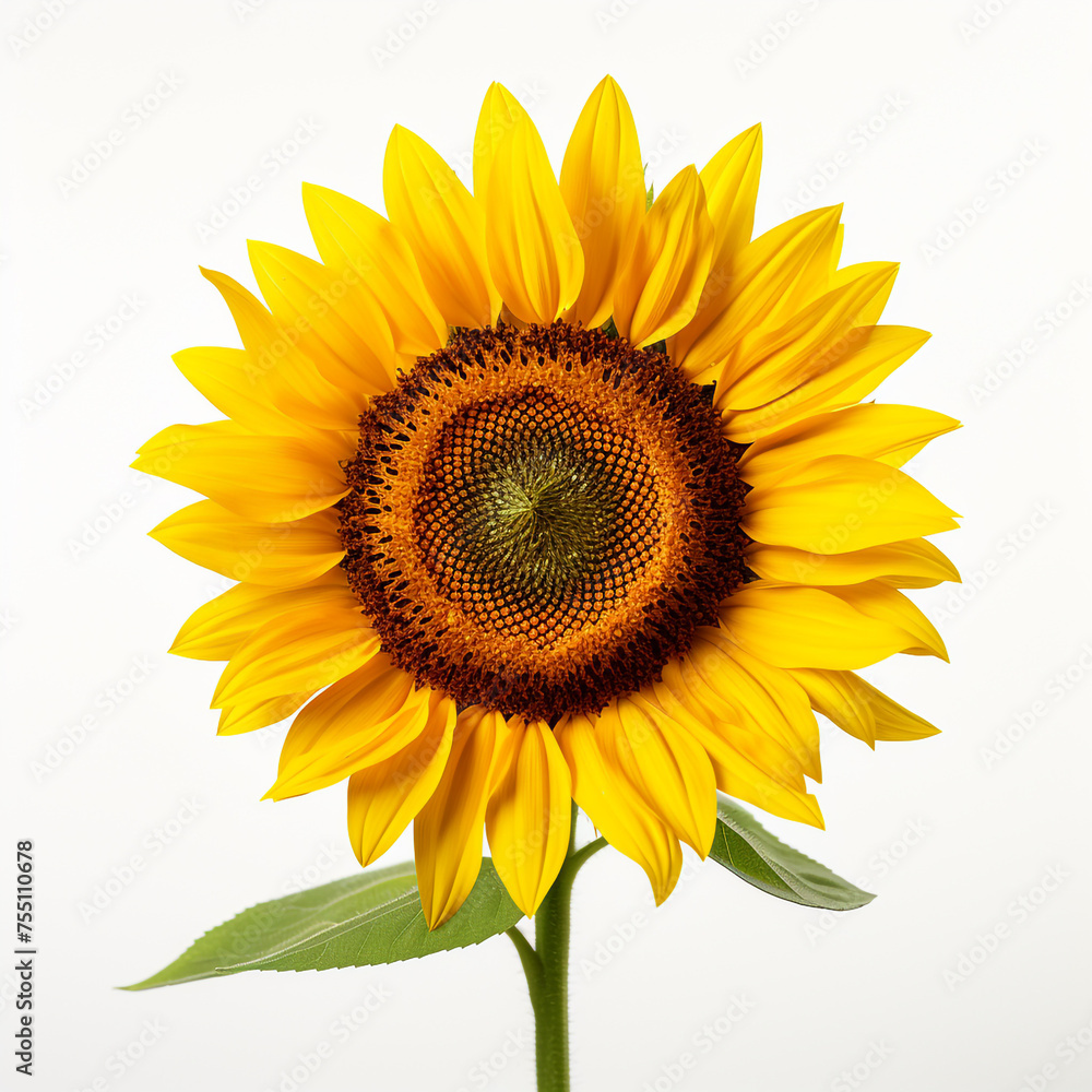 Obraz premium Sunflower, white background, professional photo сreated with Generative Ai