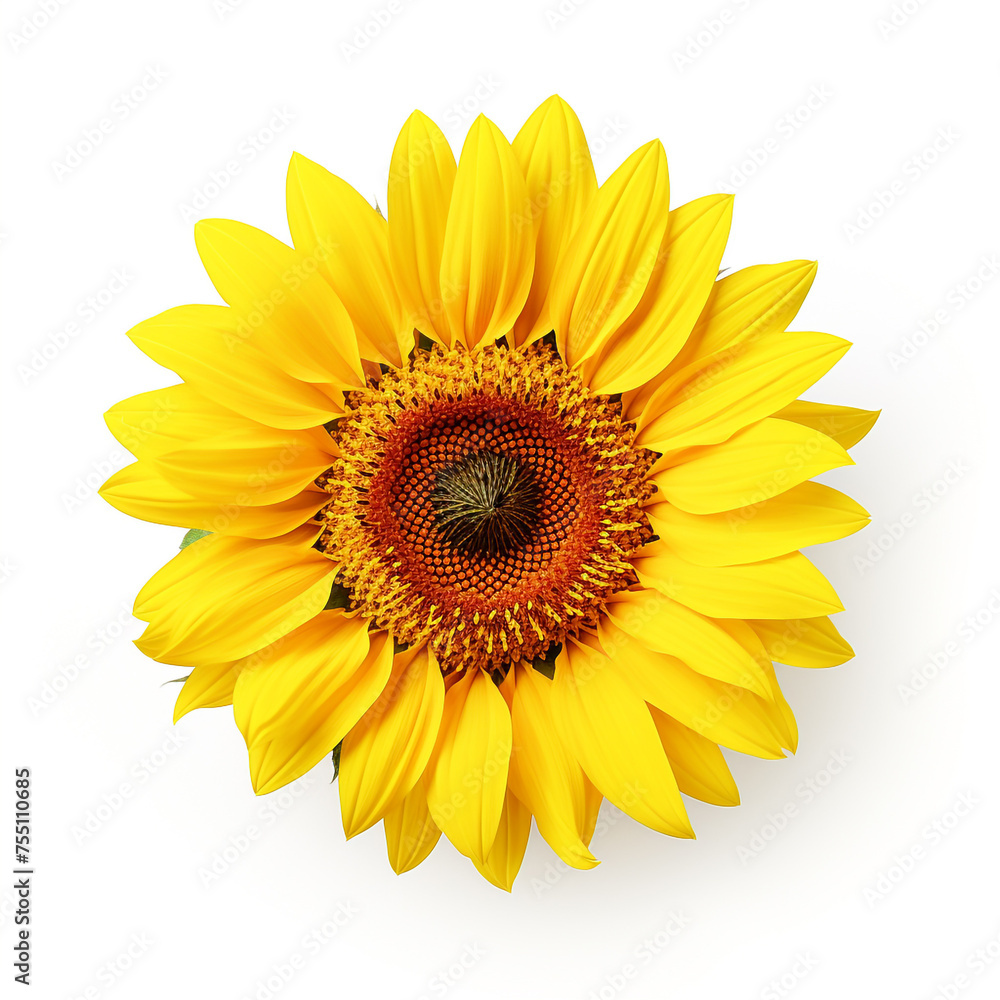 Fototapeta premium Sunflower, white background, professional photo сreated with Generative Ai