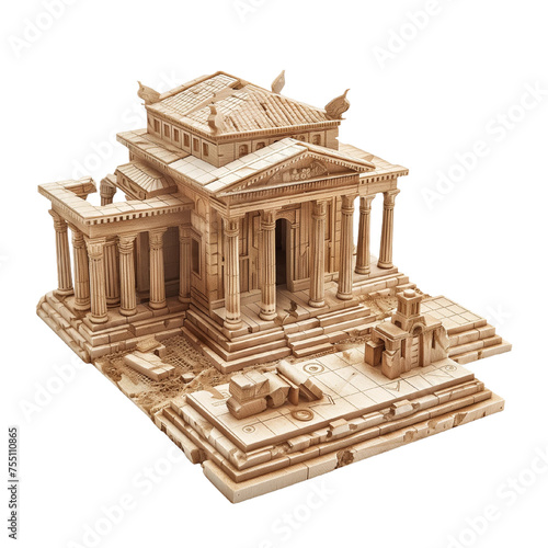 Ancient architecture model on transparent background