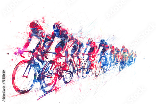 Tour de France cycling sport competition, line art