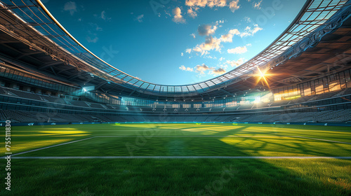 soccer stadium illuminated by the sun