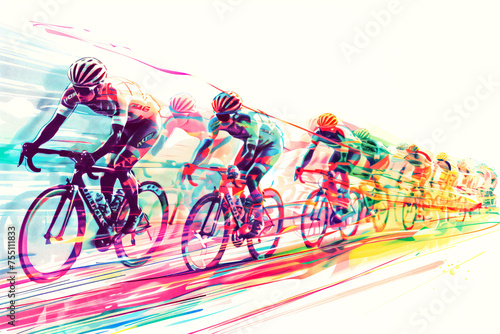 Tour de France cycling sport competition, line art