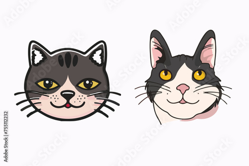 Set of cute cartoon kitties or cats 
