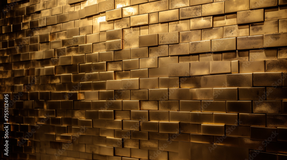 a brick wall made of gold сreated with Generative Ai a brick wall made of gold сreated with Generative Ai