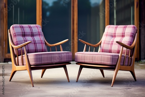 Stylish Retro vintage armchairs fashion. Furniture design. Generate Ai