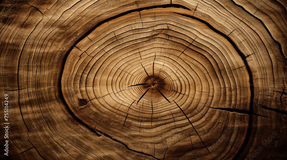 Naklejka premium tree circular wood grain background сreated with Generative Ai