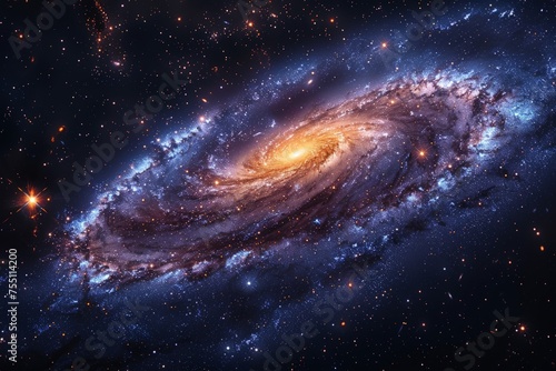 Spiral Galaxy With Stars Background