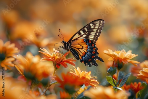Butterfly Resting on Flowers © Ilugram
