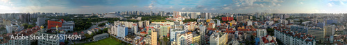 Aerial view of Singapore buildings and skyline