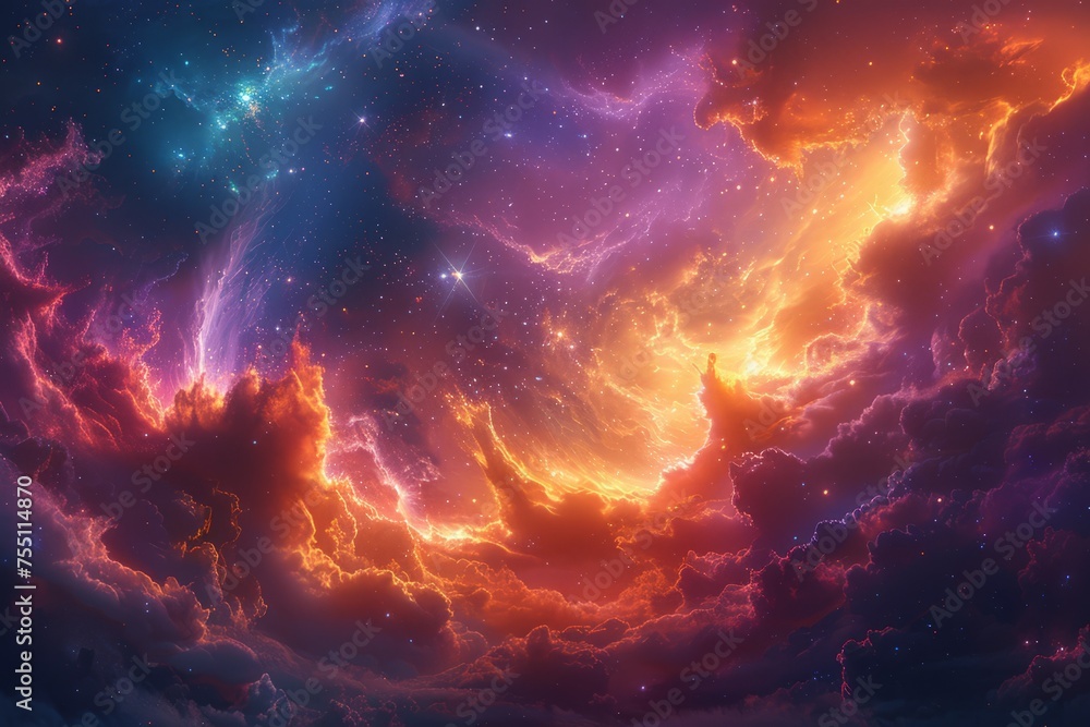 Vibrant Night Sky Filled With Stars and Clouds