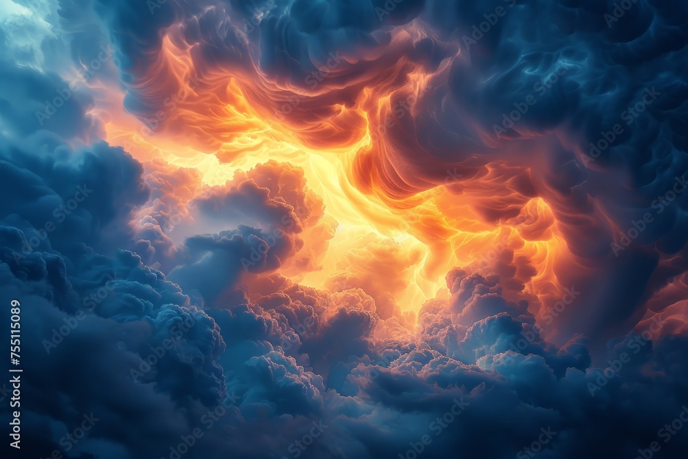 Vibrant Clouds in Orange and Blue