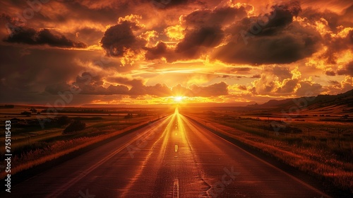 a highway going to heaven, sunset over the road, road to heaven