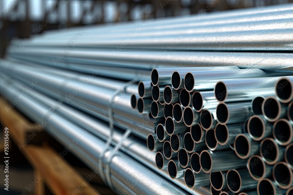 galvanized steel pipes stacked in warehouse galvanized steel pipes stacked in warehouse