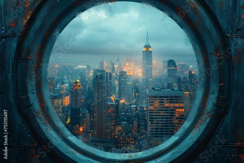 City View Through Circular Window
