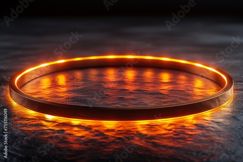 Glowing Golden Object on Table