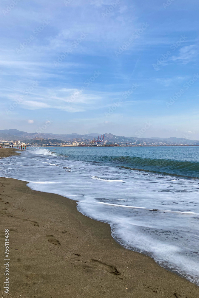 Morning walk on sea promenade in Malaga, Costa del sol, Spain