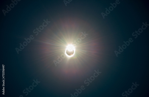 Total Solar Eclipse, sun covered by the moon in the sky