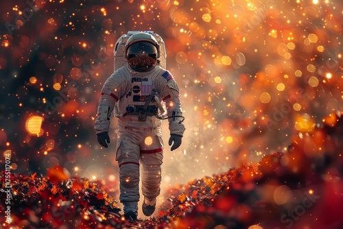 Astronaut Walking Through Field