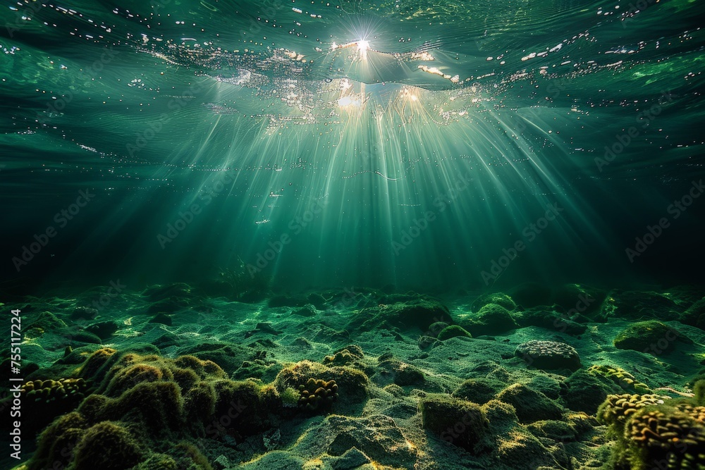 Green Sea Floor From Underwater View