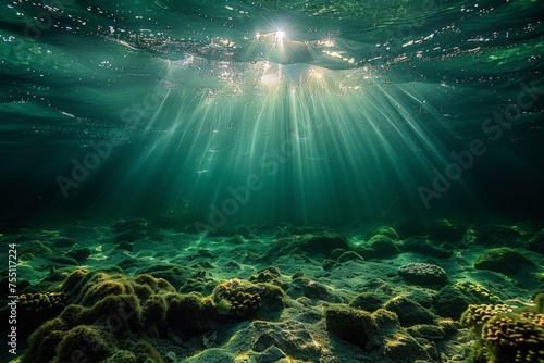 Green Sea Floor From Underwater View