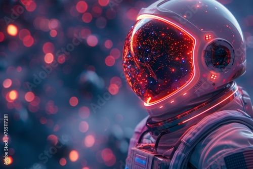 Astronaut in Space Suit With Red Light