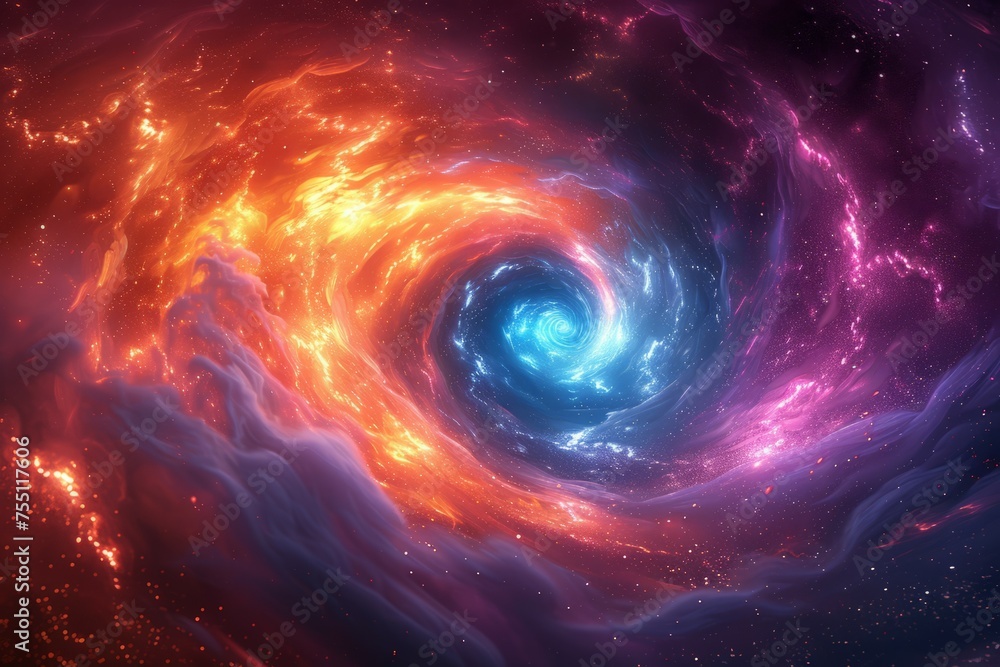 Colorful Spiral Swirling in Space