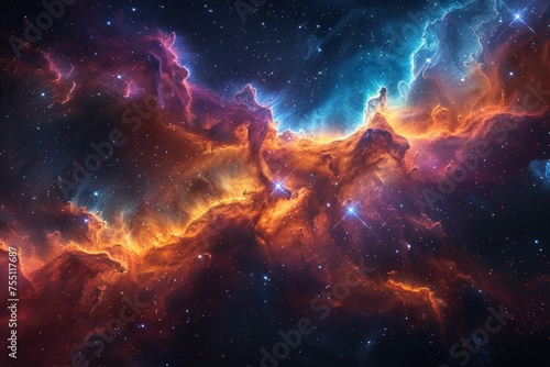 Colorful Space With Stars and Clouds