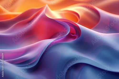 Abstract Painting of Blue and Pink Wave
