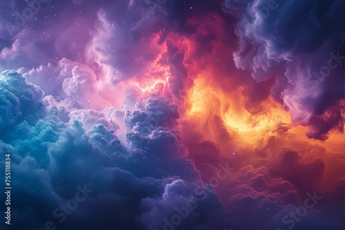 Colorful Sky With Clouds and Stars