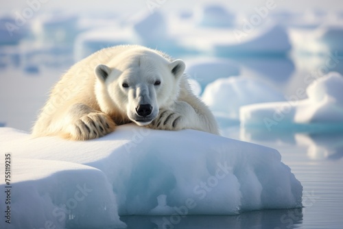 Peaceful Polar Bear Resting Isolated on Transparent Background