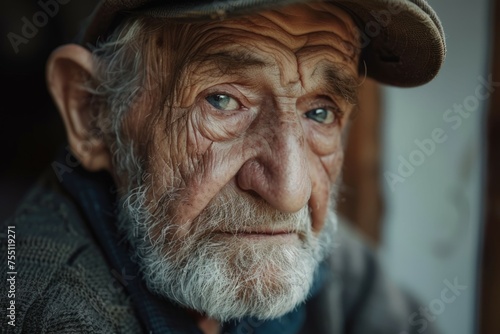 Elderly Man Wearing Cap and Looking at Camera